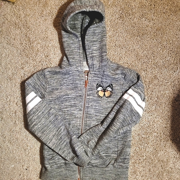 🎁CLEARANCE🎁 REFLEX Sequin Butterfly Jersey Knit Hooded Jacket - 7/8 - Picture 3 of 5